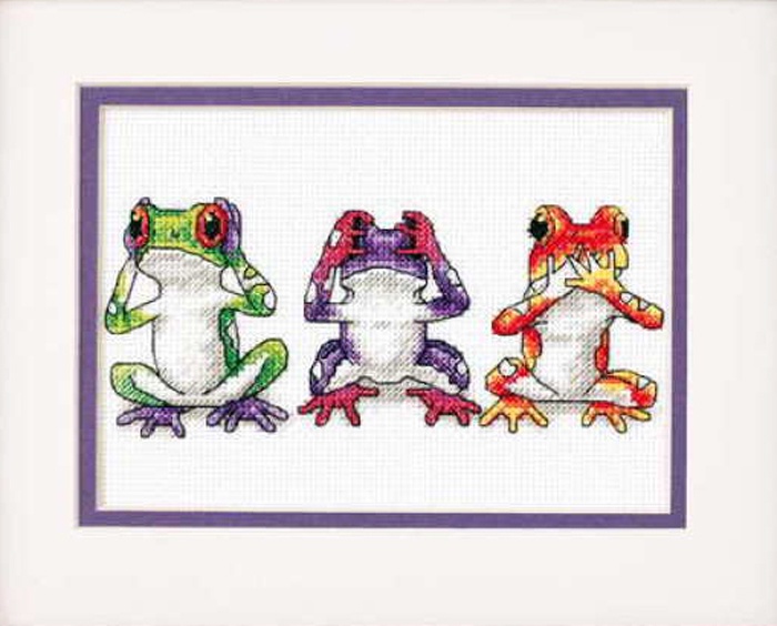 фото Набор для вышивания Dimensions Tree Frog Trio