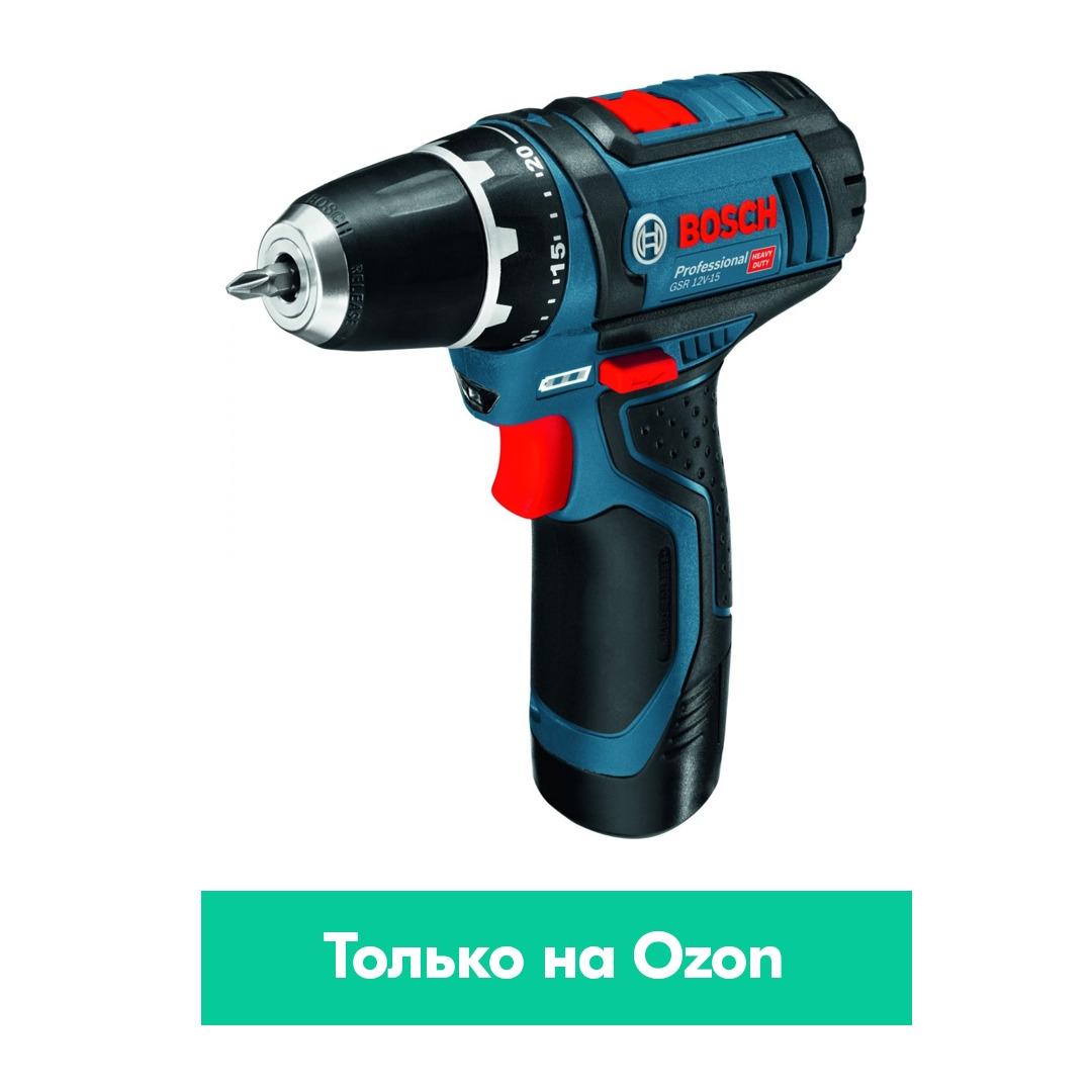 фото Дрель-шуруповерт Bosch Heavy Duty GSR 12V-15, синий, в сумке