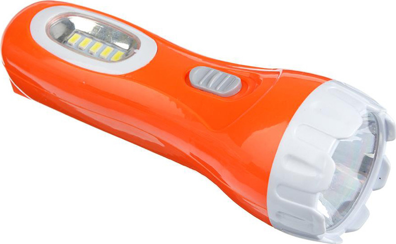 Ручной фонарь Чингисхан, 1 LED + 5 LED, 224-009, черный, оранжевый