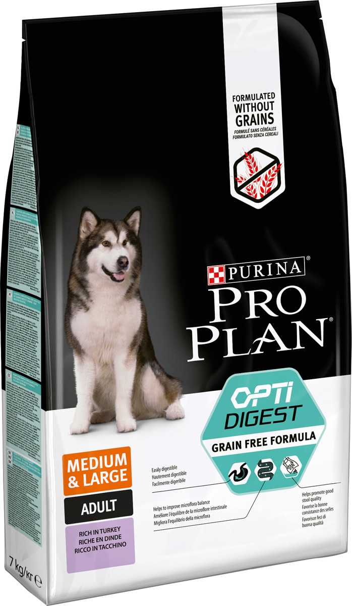 фото Корм сухой Pro Plan Optidigest Grain Free Formula, для собак средних и крупных пород, с чувствительным пищеварением, с высоким содержанием индейки, 7 кг