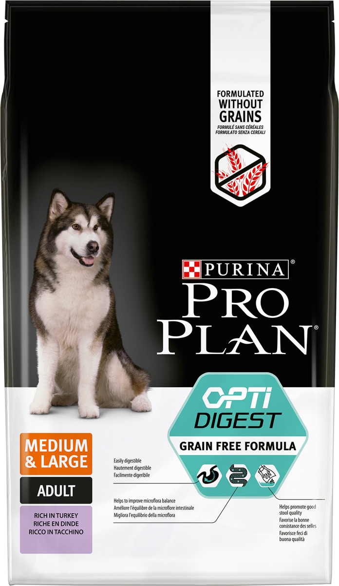 фото Корм сухой Pro Plan Optidigest Grain Free Formula, для собак средних и крупных пород, с чувствительным пищеварением, с высоким содержанием индейки, 7 кг