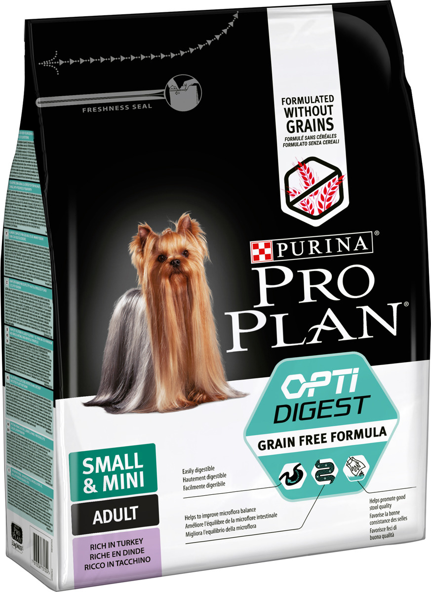 фото Корм сухой Pro Plan Optidigest Grain Free Formula, для собак мелких и карликовых пород, с чувствительным пищеварением, с высоким содержанием индейки, 2,5 кг