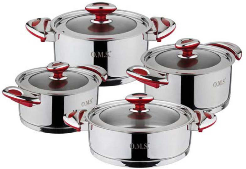 фото Набор посуды для приготовления пищи OMS Cylinder, 1031-R, красный, 8 предметов
