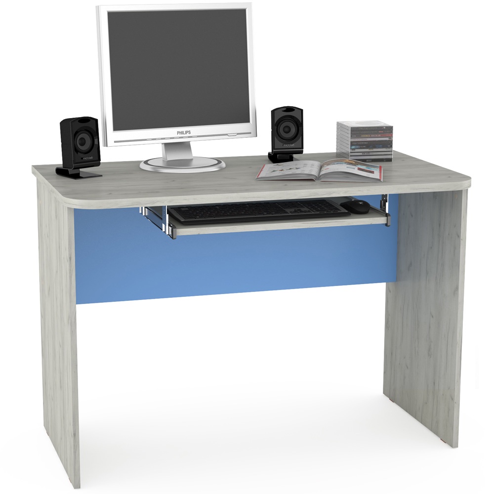 Компьютерный стол Моби Тетрис 344, цвет дуб белый/капри синий