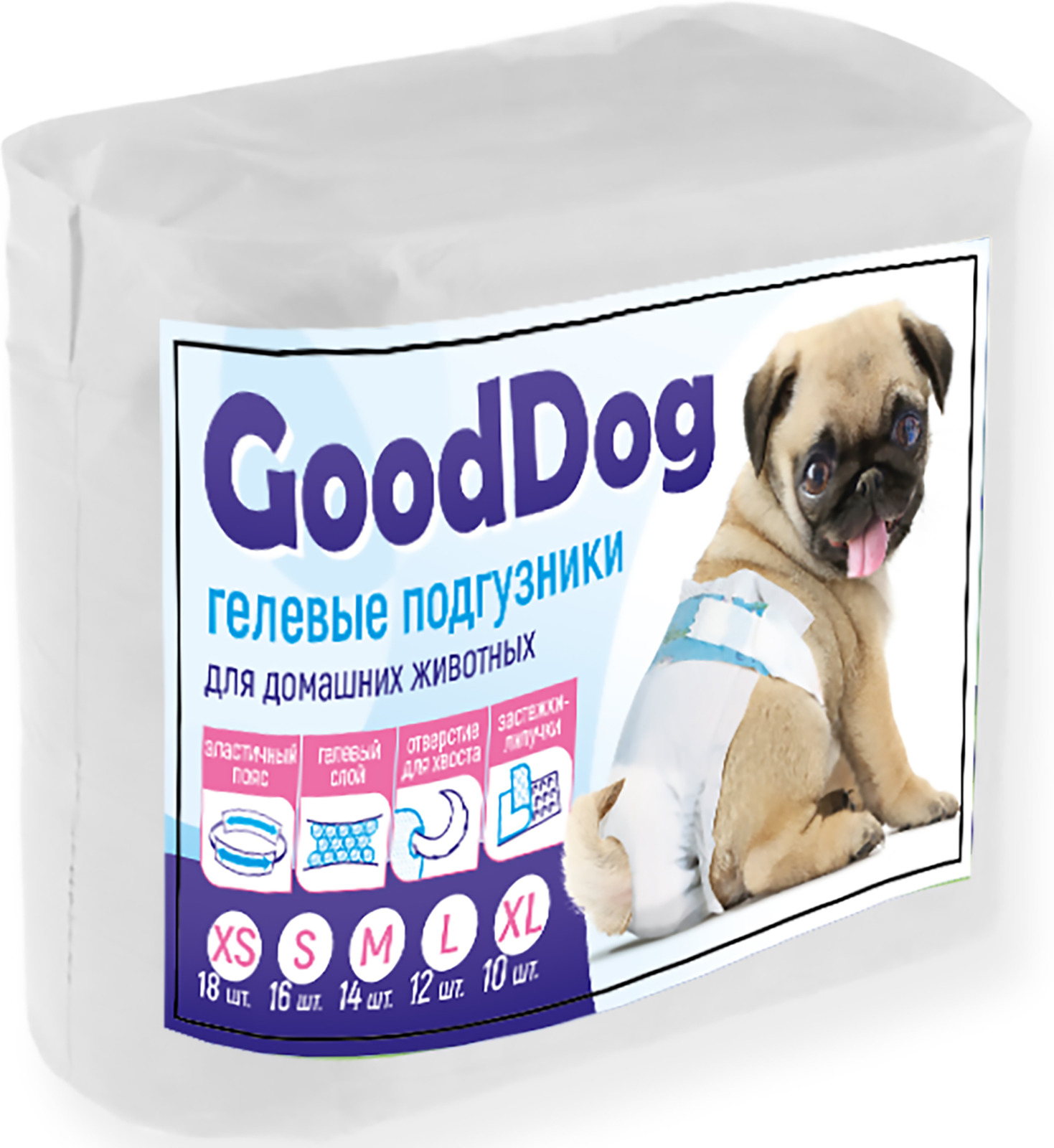 фото Подгузники для домашних животных Good Dog 7713, размер XS (2-5 кг), 18 шт