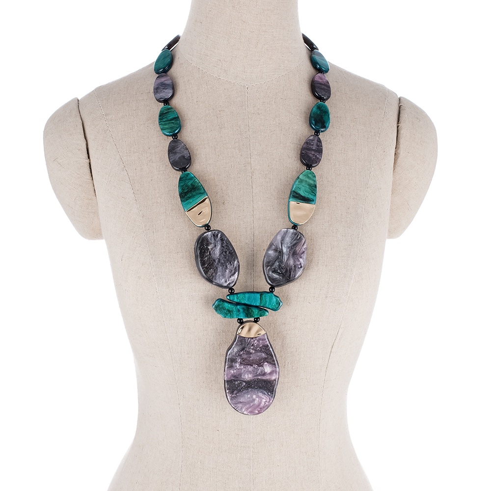 Колье/ожерелье бижутерное Selena 10117481, Гипоаллергенный пластик, зеленый, фиолетовый