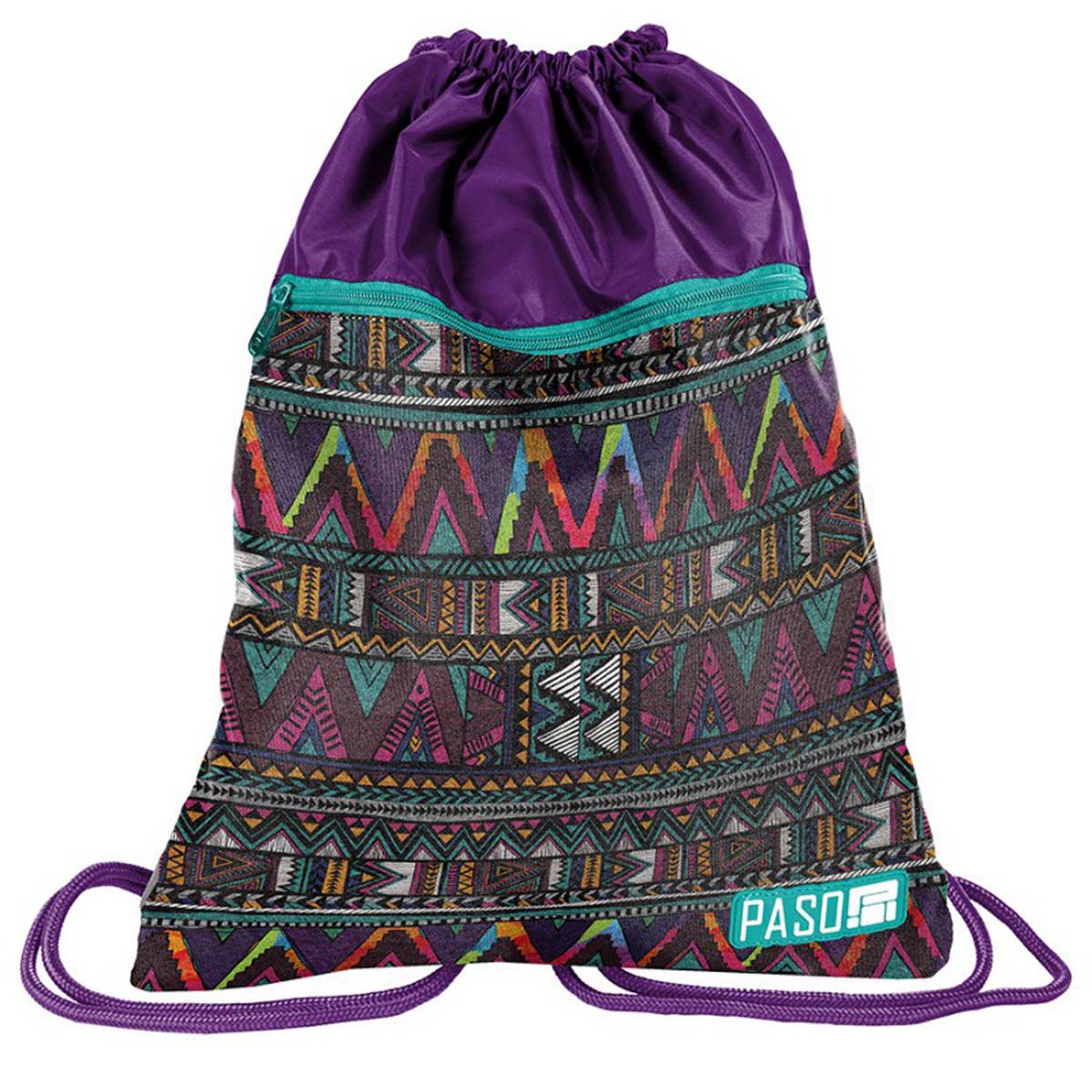 фото Сумка для сменной обуви PASO ethnic ornament purple, фиолетовый, разноцветный