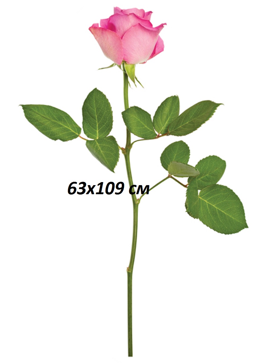 фото Наклейка для декора Роза розовая одна большая Decoretto