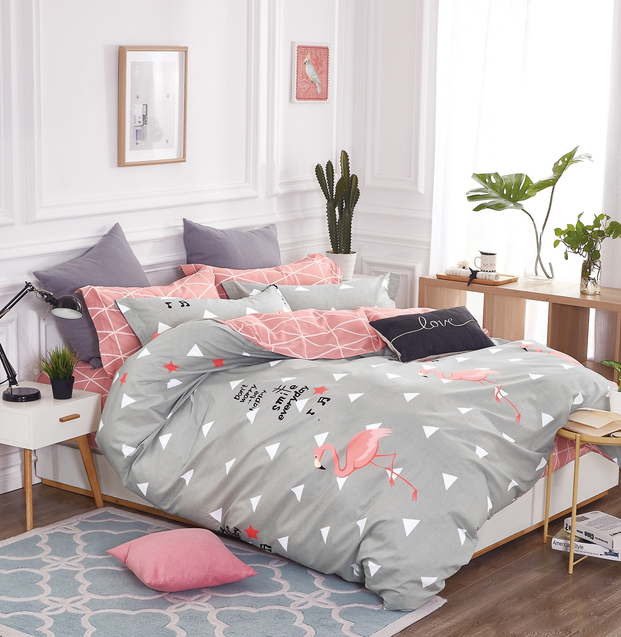 фото Комплект постельного белья Коллекция АШПС-Д5, розовый, серый