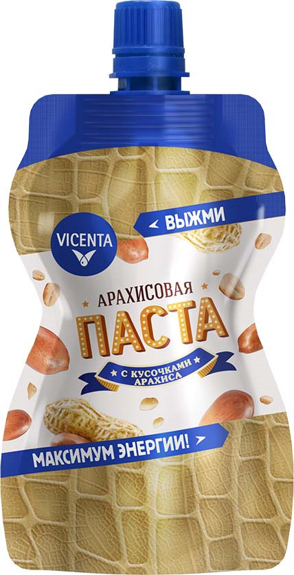 Ореховая паста Vicenta Арахисовая, с кусочками арахиса, 65 г