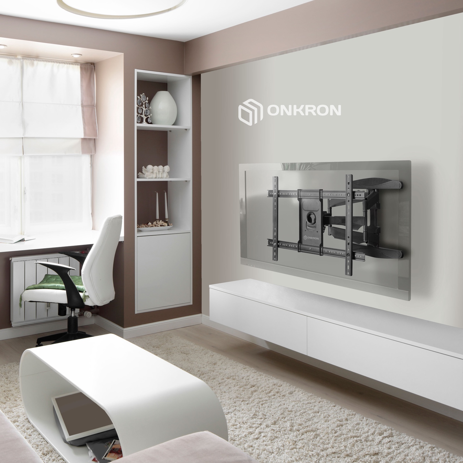 фото ONKRON наклонно-поворотный кронштейн для ТВ 40"-70", черный M6L