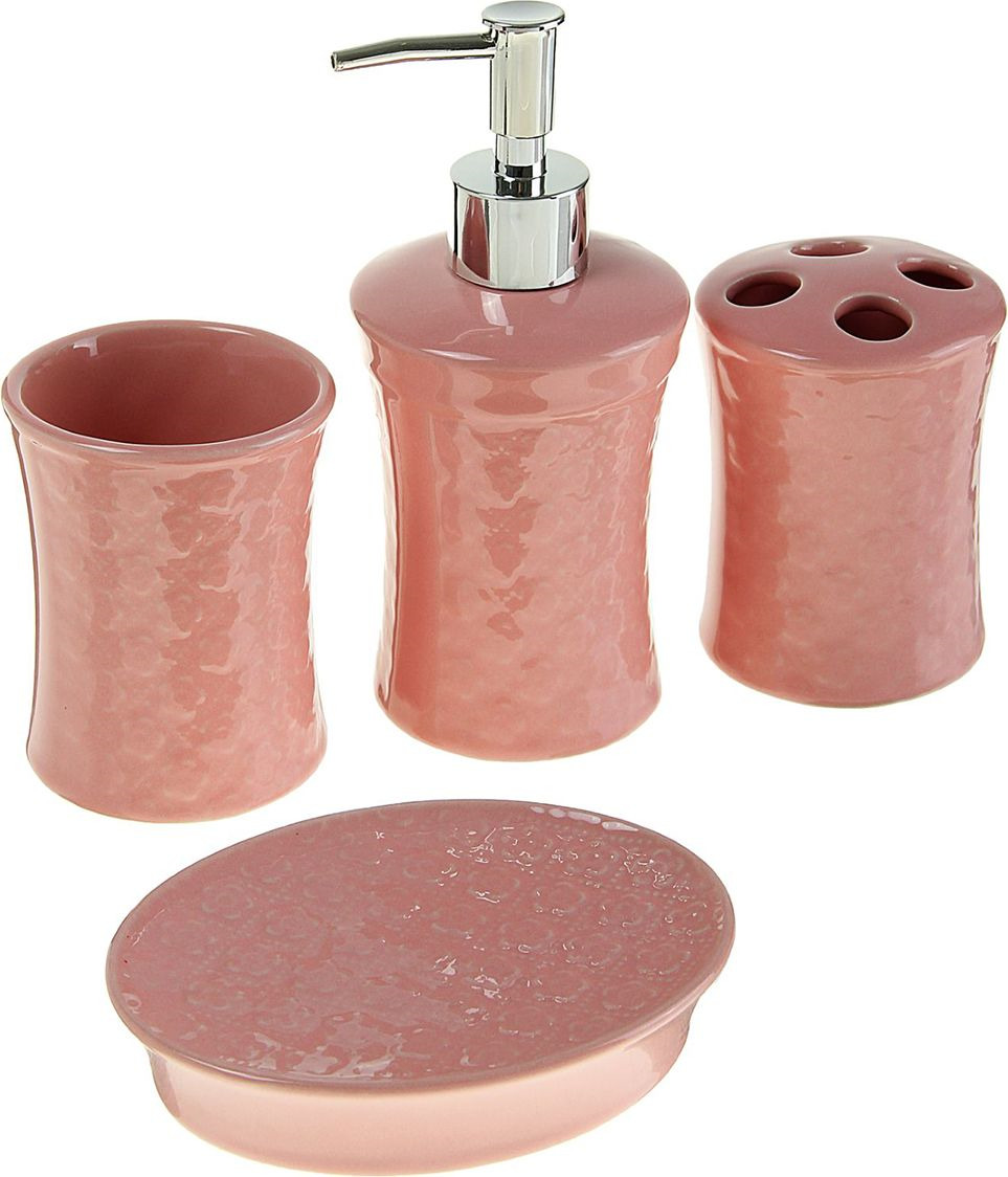 Набор для ванной 4 предмета (дозатор, мыльница, 2 стакана) 2698470. Доляна наборы для ванной. Набор аксессуаров для ванной комнаты 4 предмета. Набор для ванной белый. Набор аксессуаров для ванной комнаты.