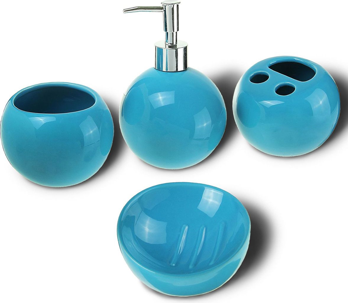 фото Набор для ванной комнаты Доляна "Шар", 1585634, голубой, 4 предмета