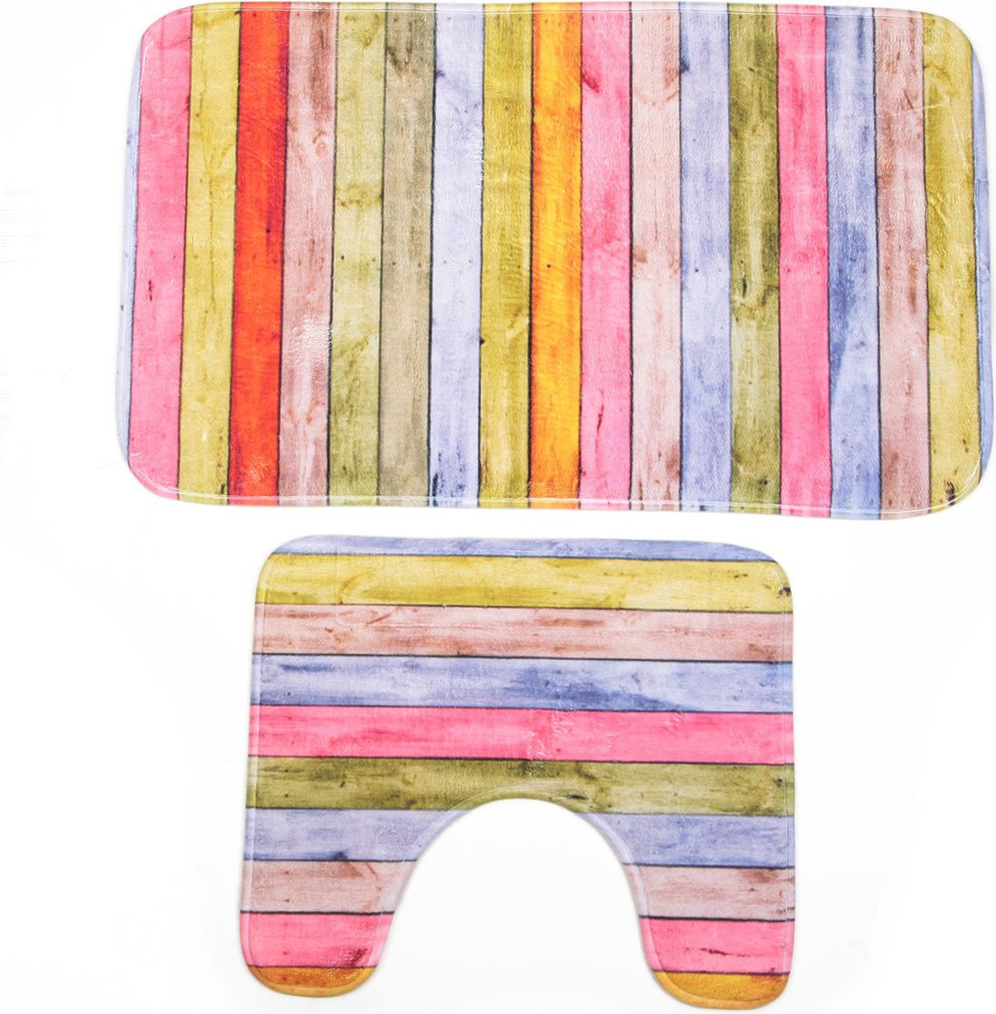 фото Набор ковриков для ванной Доляна "Цветные деревяшки", 2987262, разноцветный, 2 шт