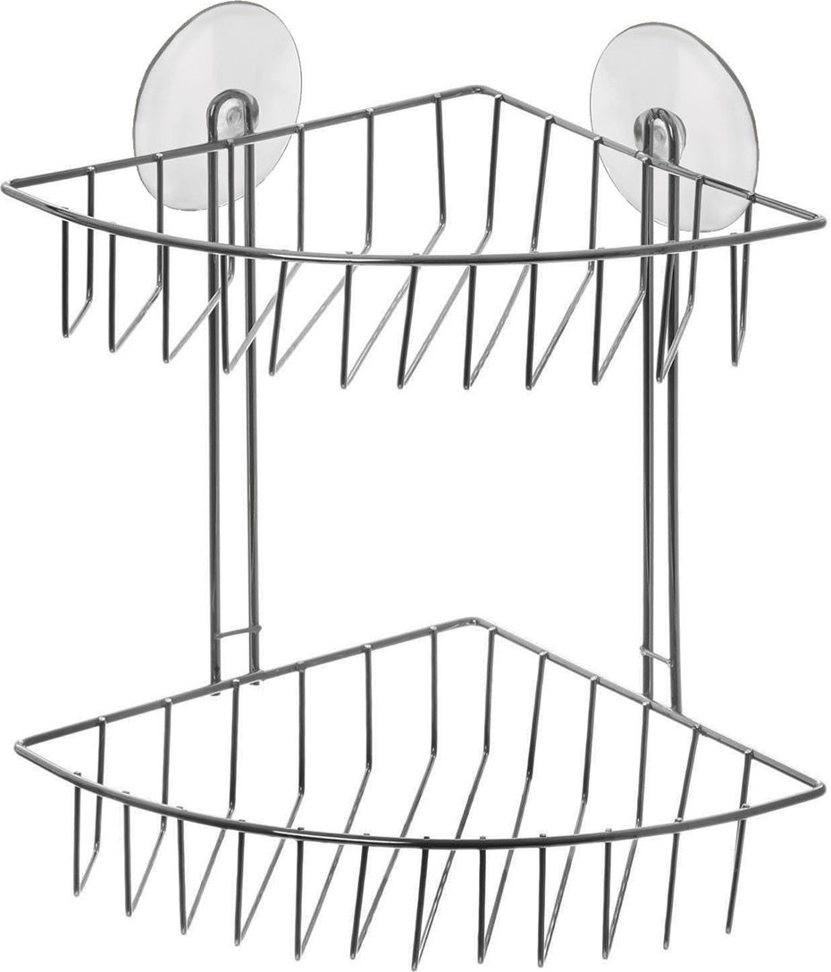 фото Полка для ванной комнаты Доляна, двухярусная, 890907, серый металлик, 19 х 19 х 25 см