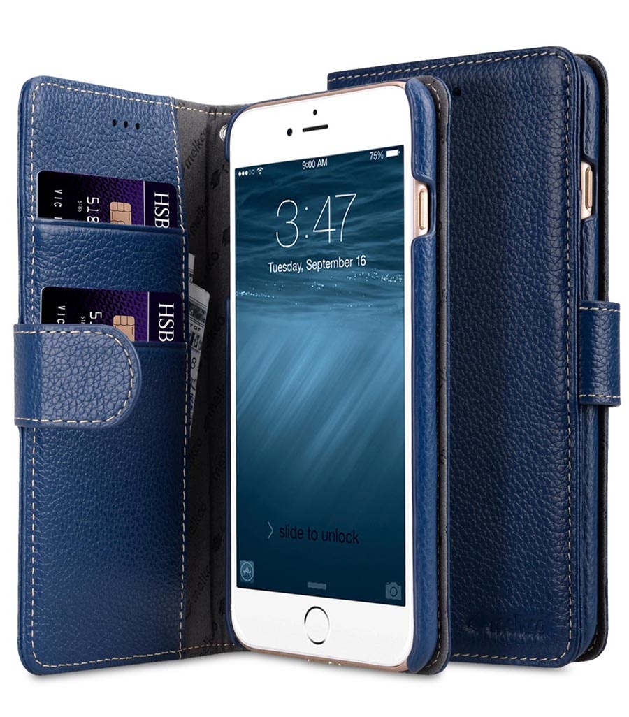 Чехол для сотового телефона Melkco Кожаный чехол книжка для Apple iPhone 7 Plus/8 Plus - Wallet Book Type, темно-синий