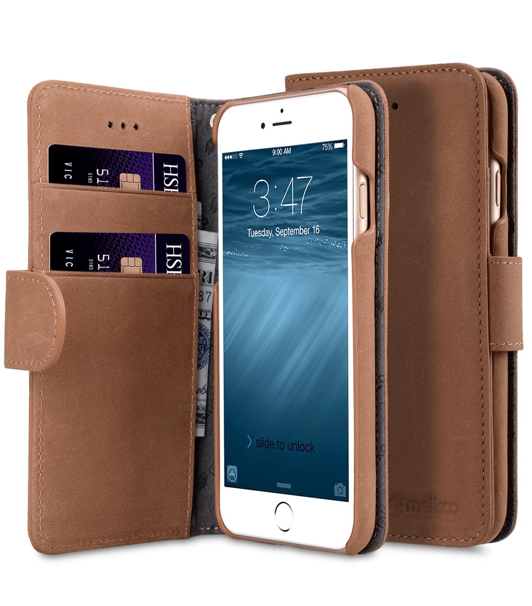Чехол для сотового телефона Melkco Кожаный чехол книжка для Apple iPhone 7/8 - Wallet Book Type, коричневый