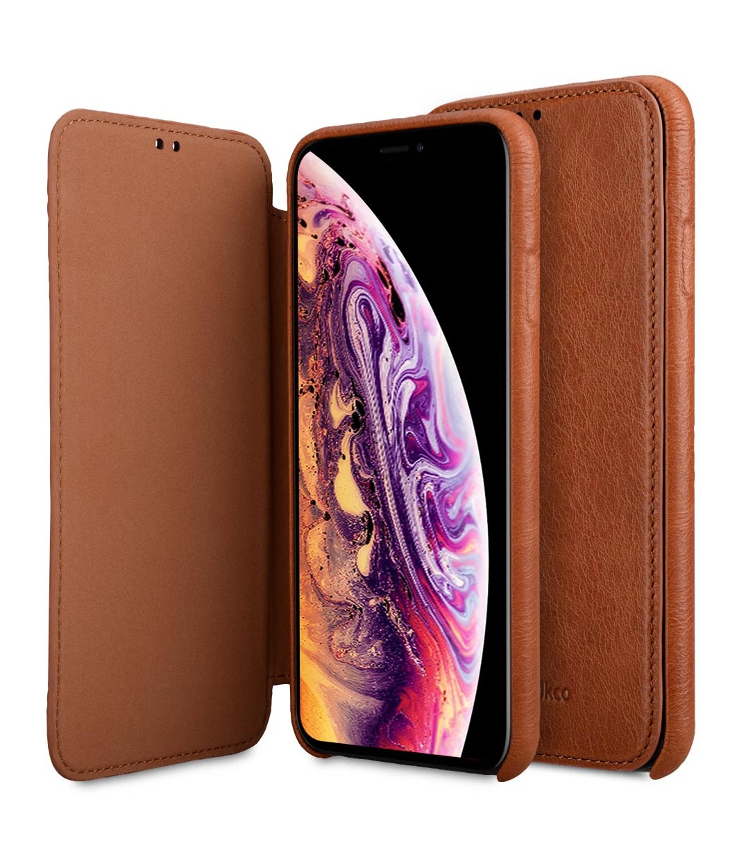 фото Чехол для сотового телефона Melkco Кожаный чехол книжка для Apple iPhone XS Max 6.5" - Elite Series Waxfall Pattern, светло-коричневый