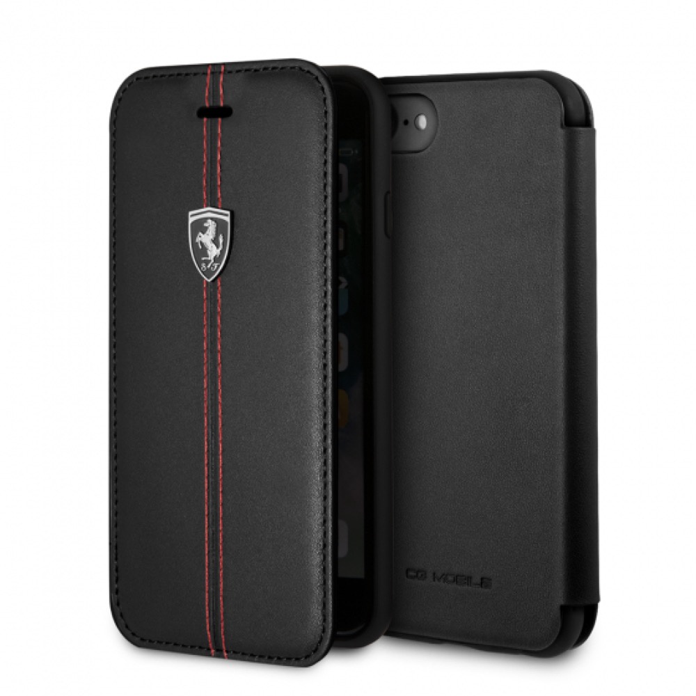 фото Чехол-книжка Ferrari Heritage Leather для iPhone 8/7 Plus, чёрный