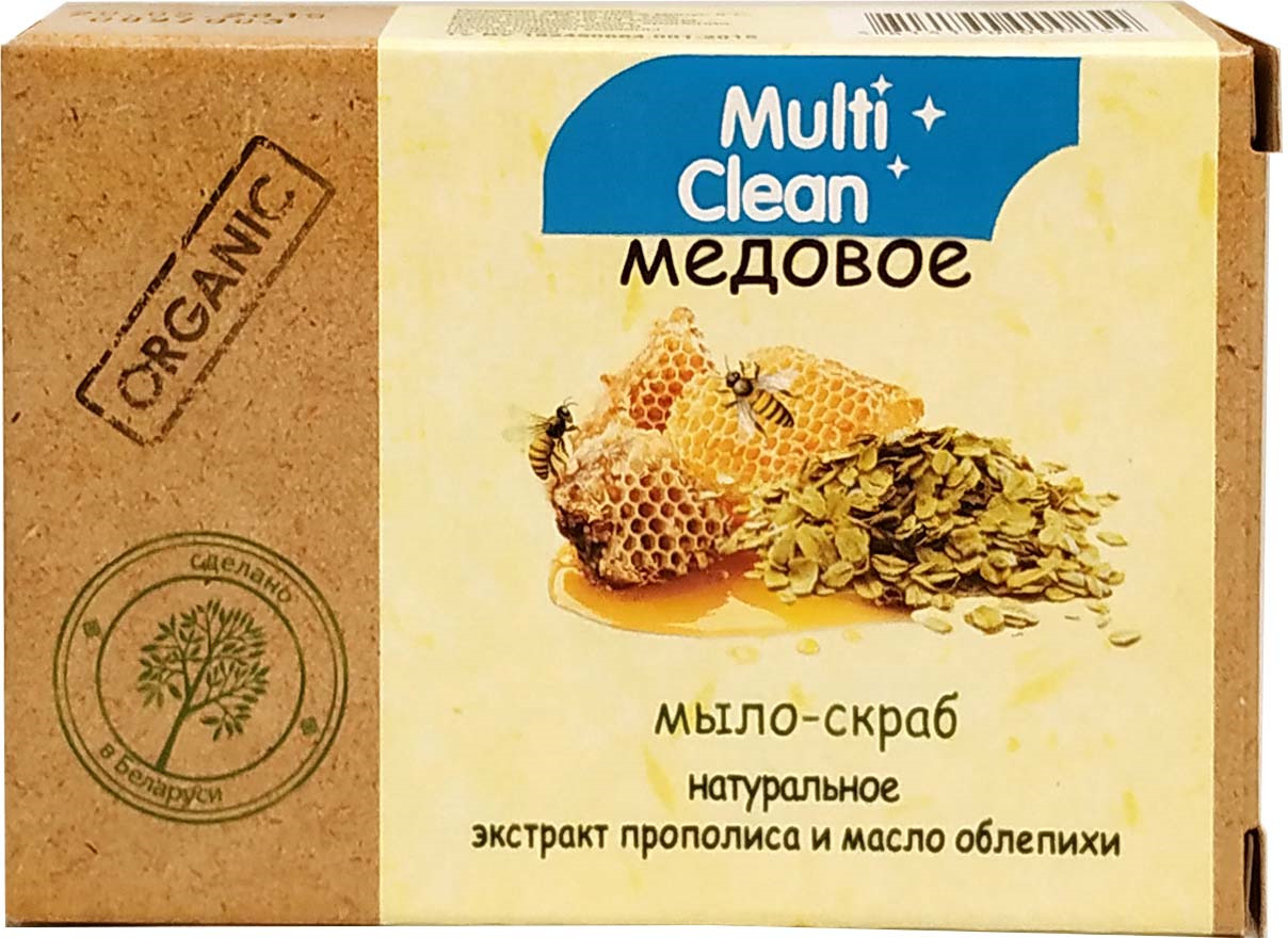 фото Мыло-скраб туалетное твердое MultiClean "Organic. Медовое", 90 г