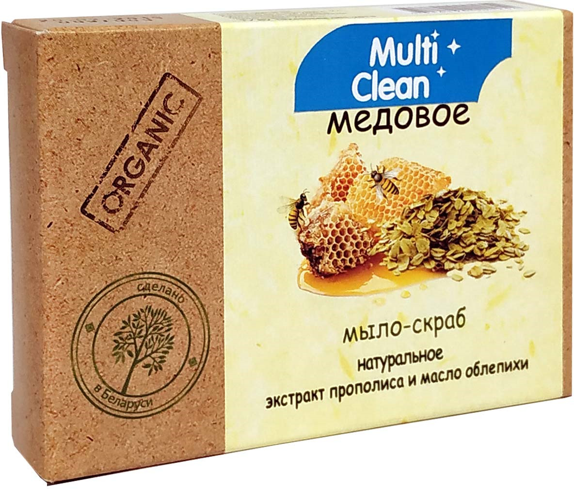 фото Мыло-скраб туалетное твердое MultiClean "Organic. Медовое", 90 г