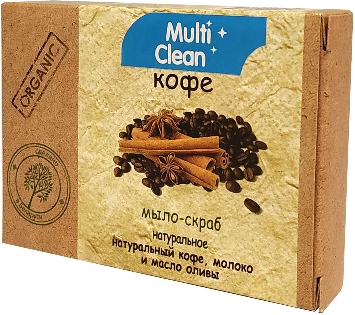 фото Мыло-скраб туалетное твердое MultiClean "Organic. Кофе", 90 г