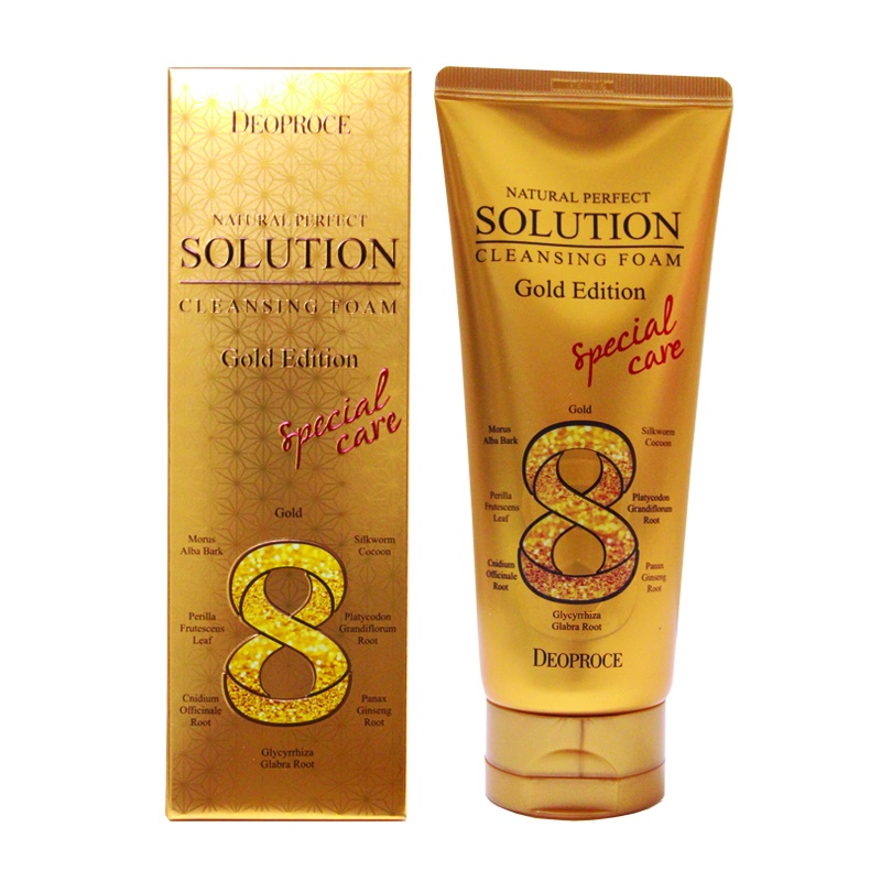 фото Пенка для умывания Deoproce золото и восточные травы Natural Perfect Solution Cleansing Foam Gold