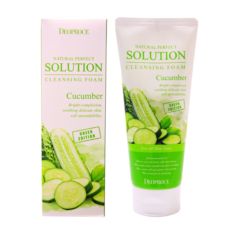 фото Пенка для умывания Deoproce огурец Natural Perfect Solution Cleansing Foam Green Edition Cucumber