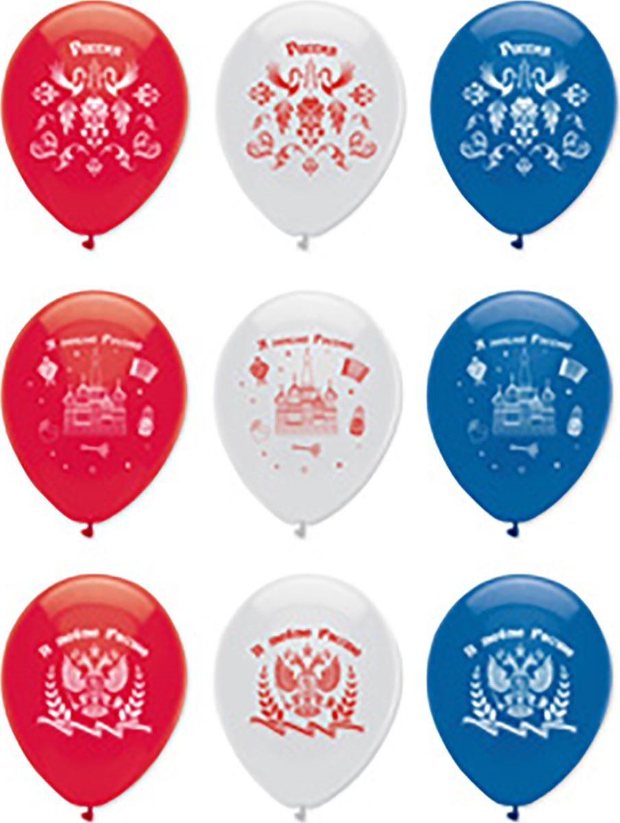 фото Воздушный шарик Miland Россия ассорти 3 дизайна, 25 шт, 29 см