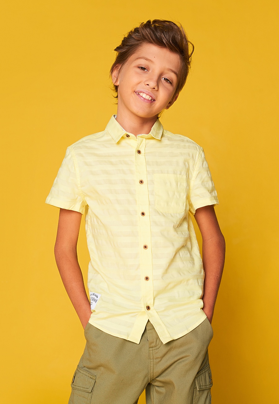 Желтая рубашка для мальчика с коротким рукавом
