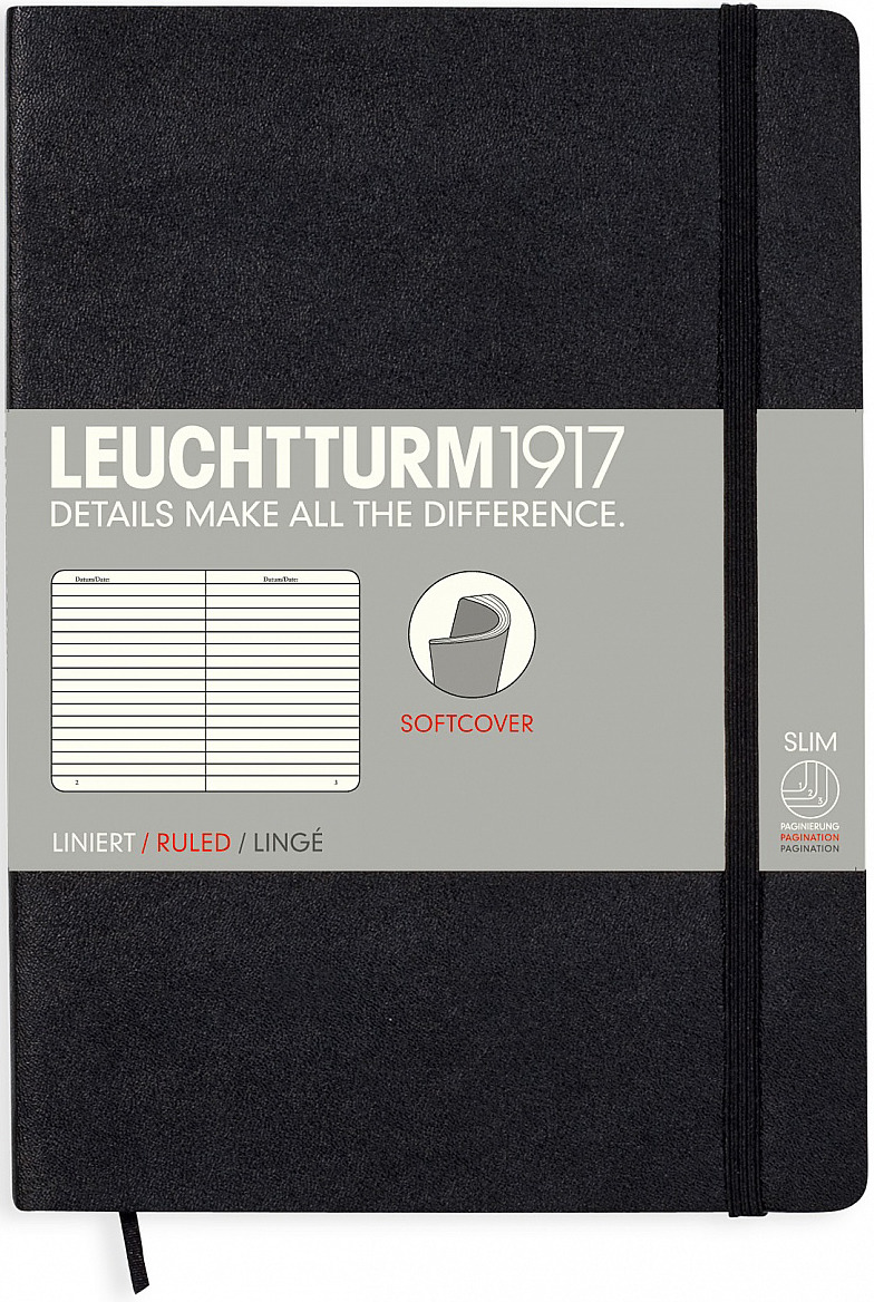 Записная книжка Leuchtturm1917, 308290, черный, A5 (148 x 210 мм), в линейку, 61 лист Записная книжка Leuchtturm1917, 308290, черный, A5 (148 x 210 мм), в линейку, 61 лист