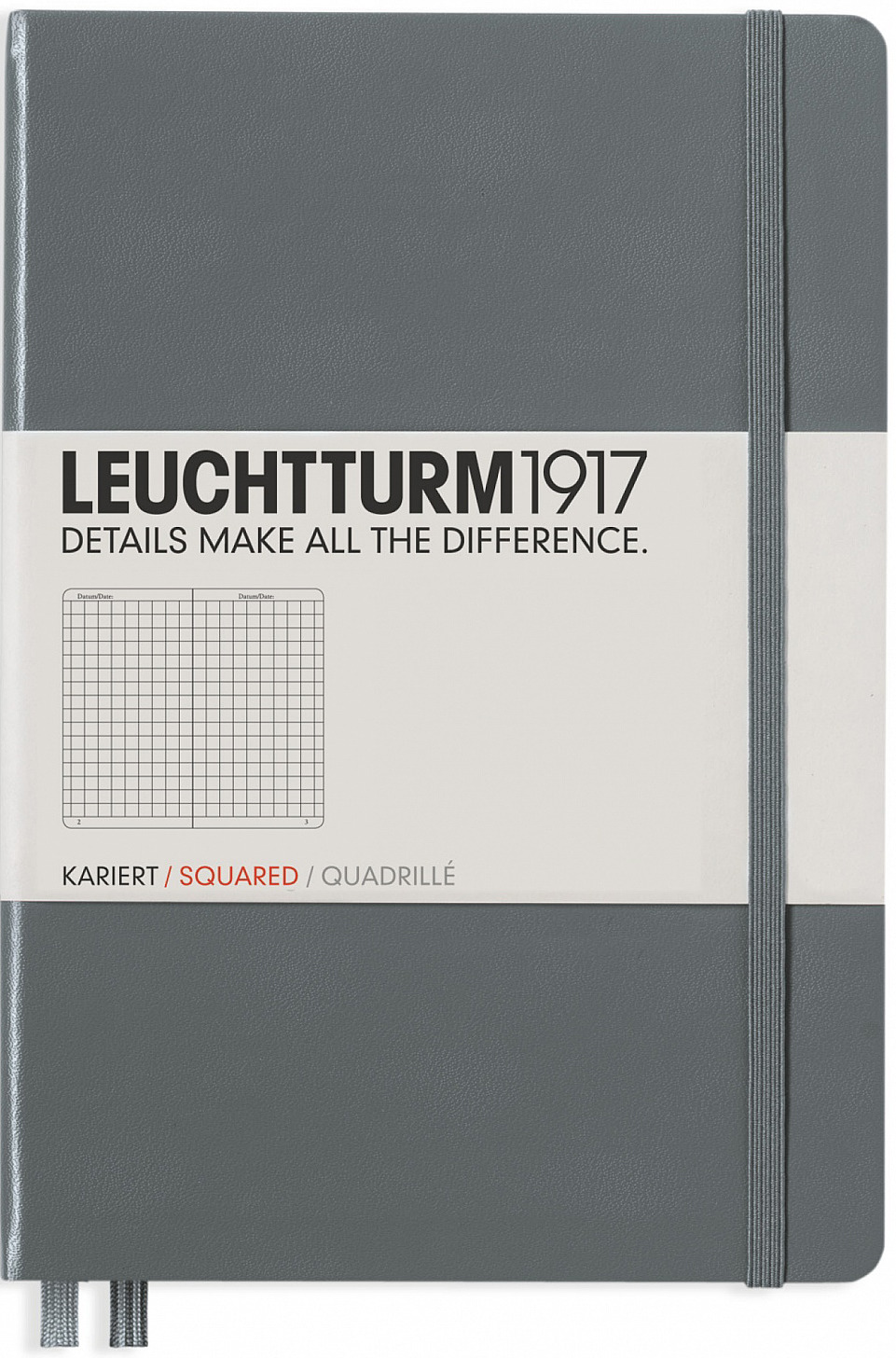 фото Leuchtturm1917 Записная книжка в клетку цвет антрацит 124 листа
