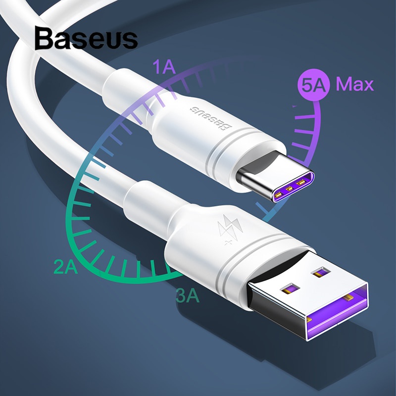 фото Зарядное устройство Baseus USB тип C кабель для быстрой зарядки, белый