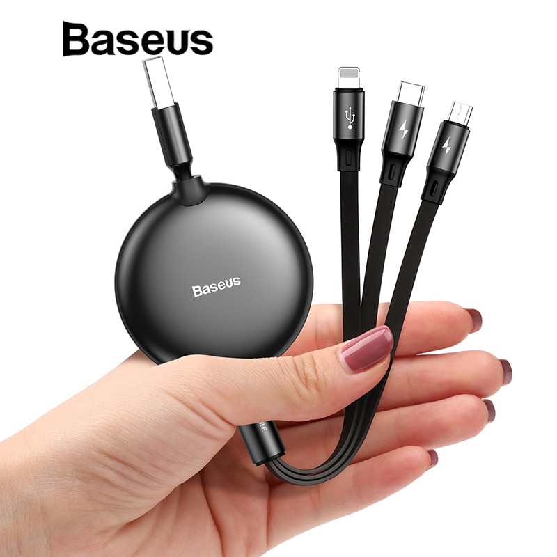 фото Зарядное устройство Baseus 3-в-1 Micro USB Type C зарядный кабель, черный