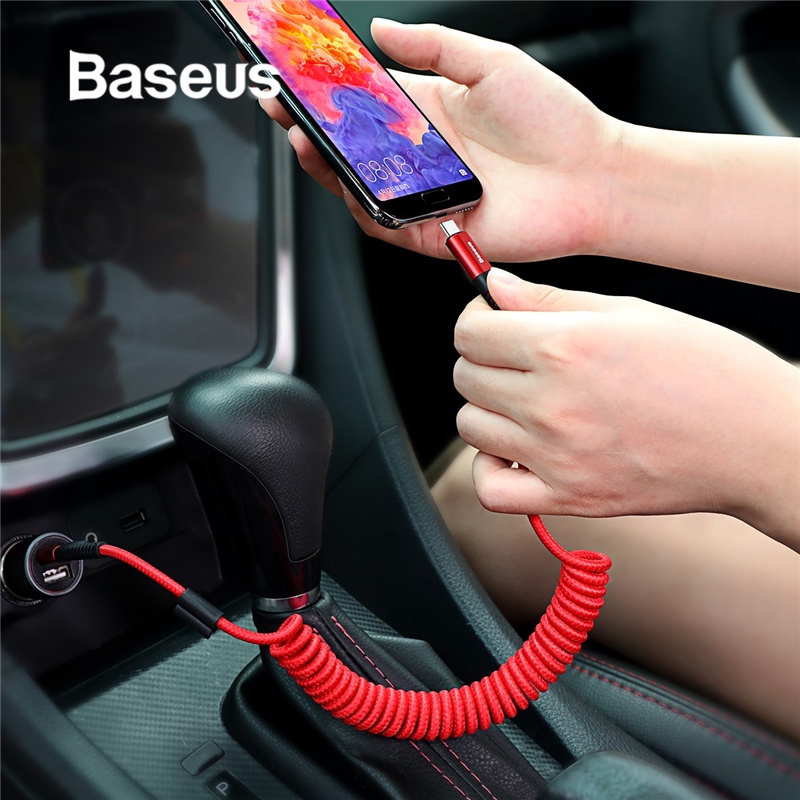 фото Автомобильное зарядное устройство Baseus USB Type C кабель для автомобильного зарядного устройства, красный