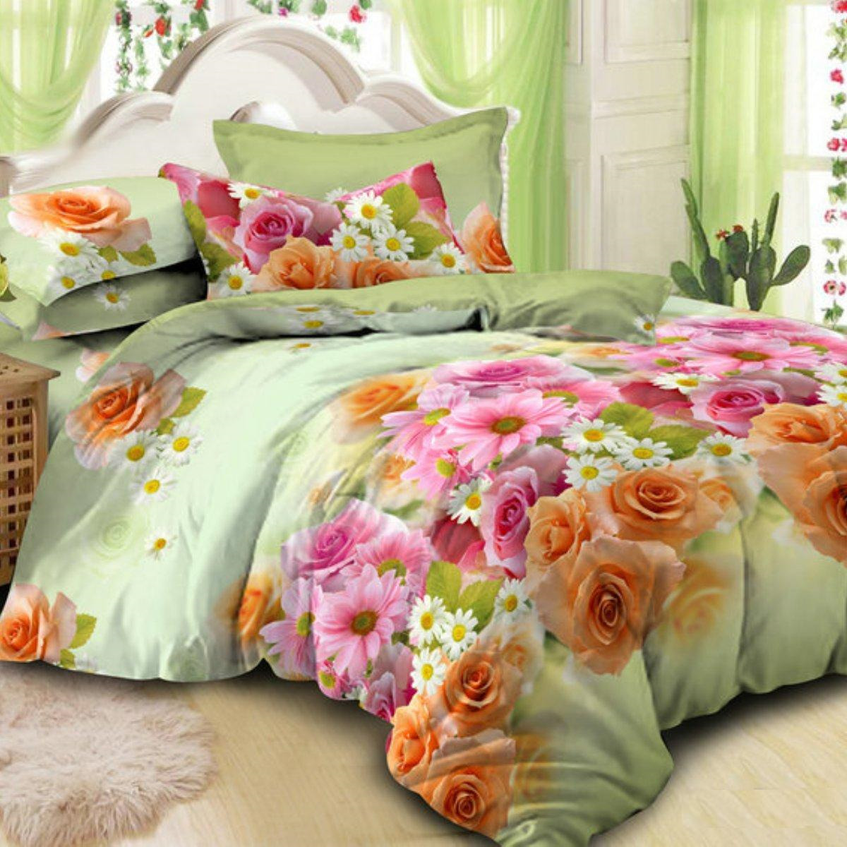 фото Комплект постельного белья Letto, PS171-6, зеленый, евро, наволочки 70x70 Letto home textile