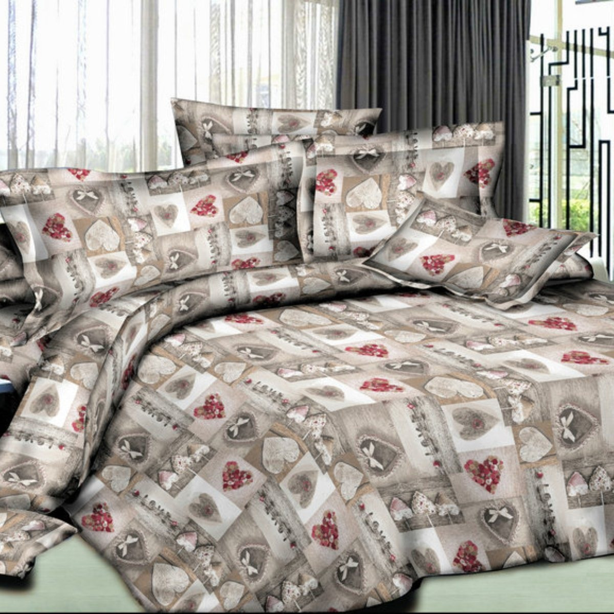 фото Комплект постельного белья Letto, PS184-6, серый, евро, наволочки 70x70 Letto home textile