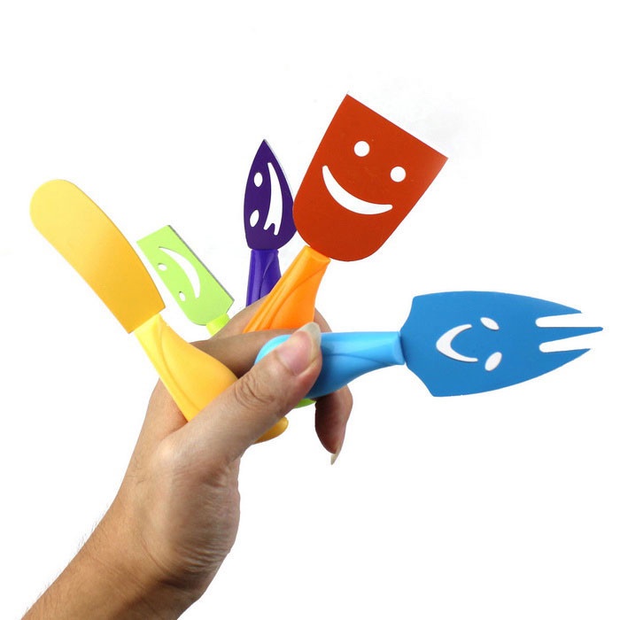 фото Набор ножей для сыра Migliores Набор ножей с антиналипающим покрытием, синий, желтый, оранжевый, фиолетовый, салатовый