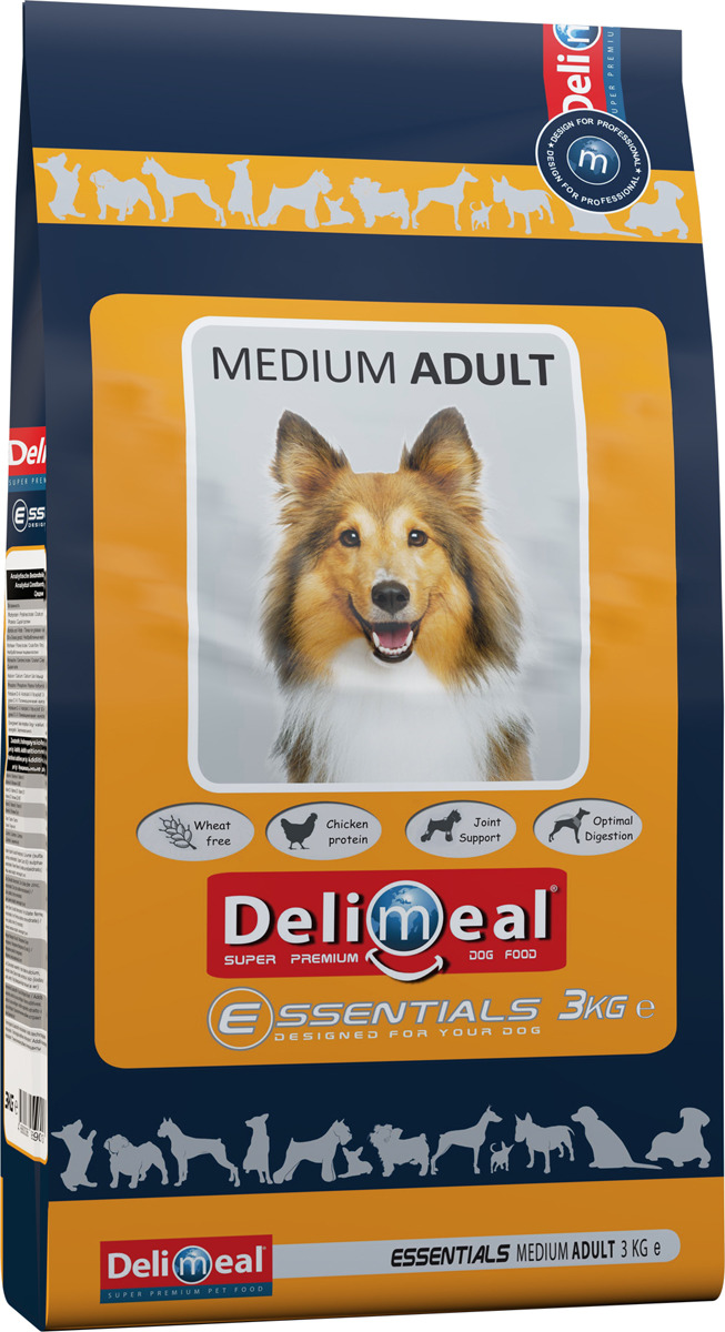 фото Корм сухой Delimeal Essentials Medium Adult, с мясом курицы, для взрослых собак средних пород, 3 кг Jonker petfood b.v.