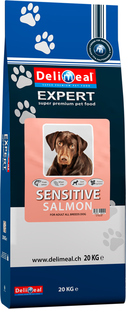 фото Корм сухой Delimeal Expert Sensitive Salmon, с мясом лосося, для взрослых собак, 20 кг Jonker petfood b.v.