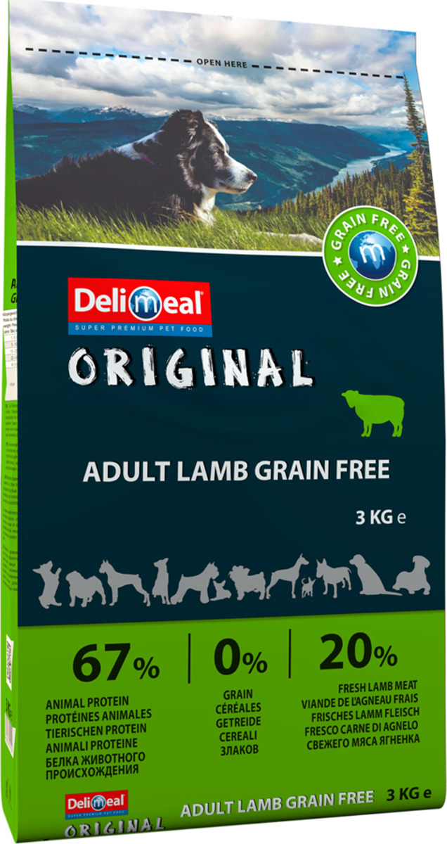 фото Корм сухой Delimeal Original Adult Lamb Grain Free, беззерновой, с мясом ягненка, для взрослых собак, 3 кг Jonker petfood b.v.