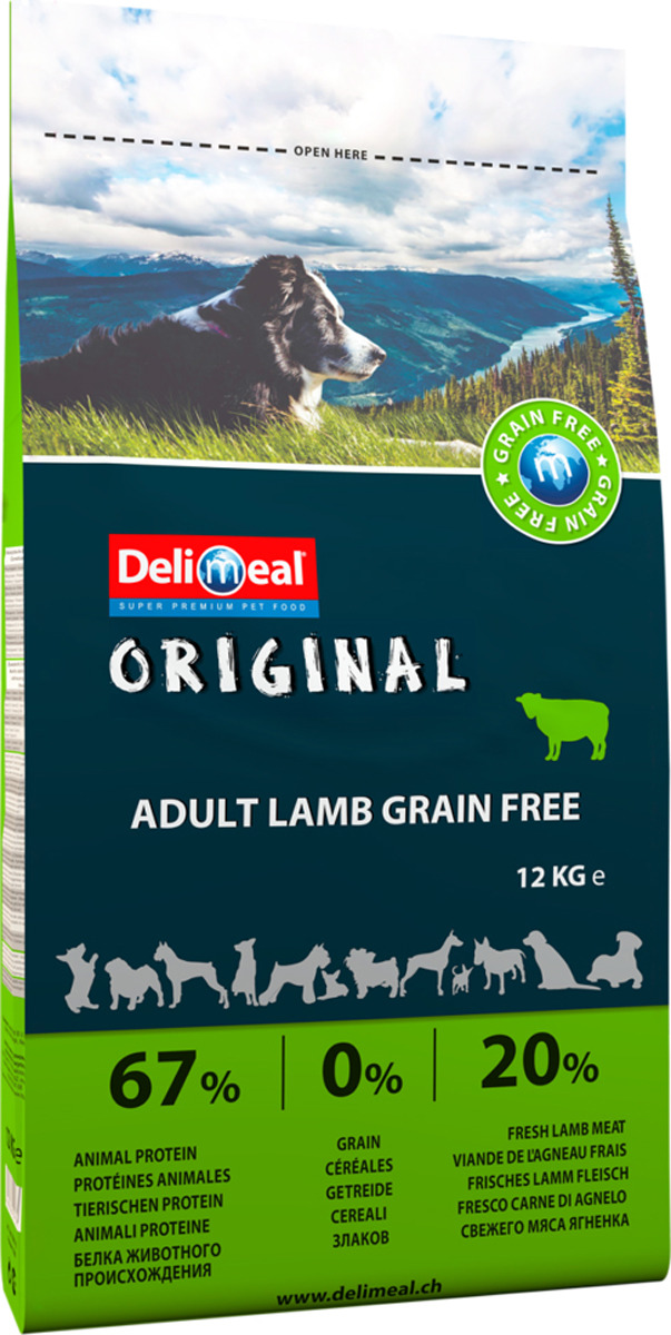 фото Корм сухой Delimeal Original Adult Lamb Grain Free, беззерновой, с мясом ягненка, для взрослых собак, 12 кг Jonker petfood b.v.