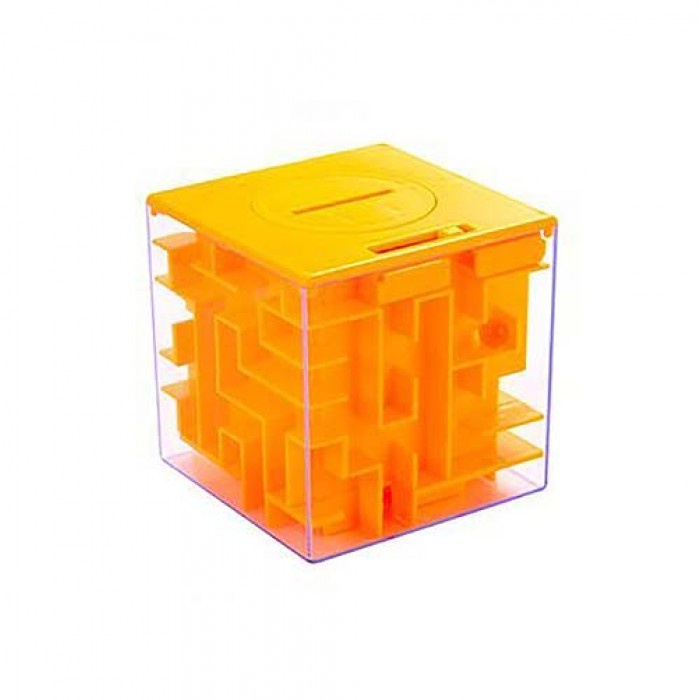 фото Головоломка Куб Лабиринт Тайник Maze Money Box малый желтый