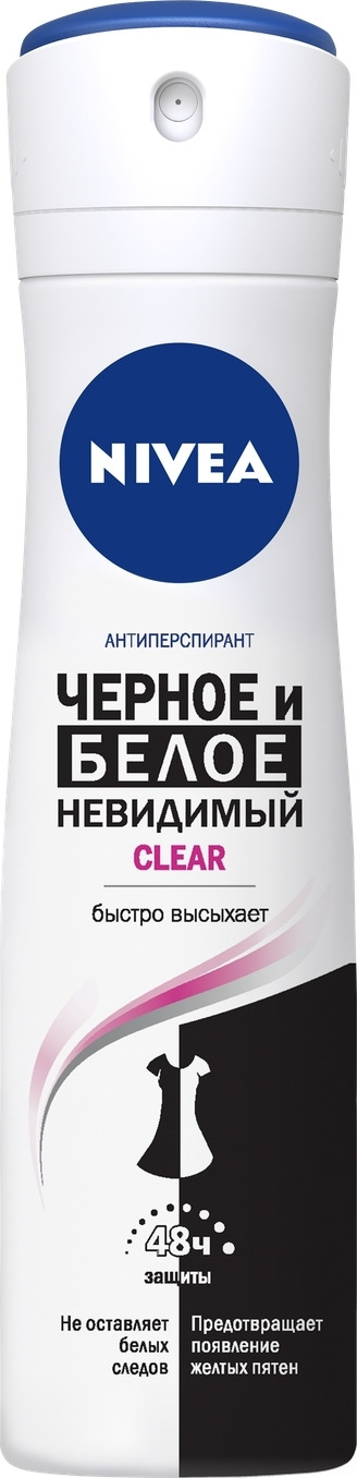 фото Антиперспирант спрей "Невидимая защита для черного и белого. Clear", 150 мл Nivea