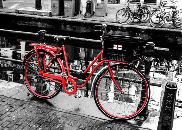 Картина Экорамка Красный велосипед чб, Холст