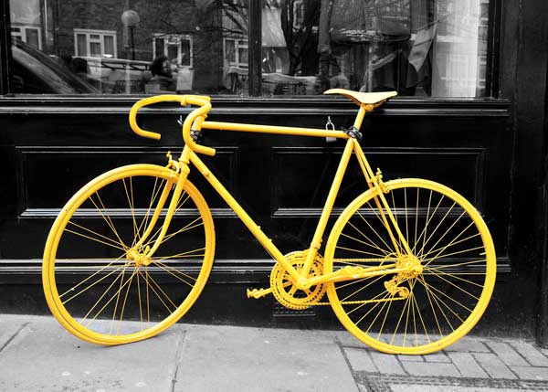 Картина Экорамка Желтый велосипед чб, Холст