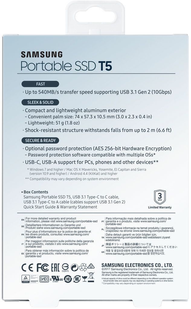 фото SSD диск Samsung T5 500GB, Blue (MU-PA500BWW)