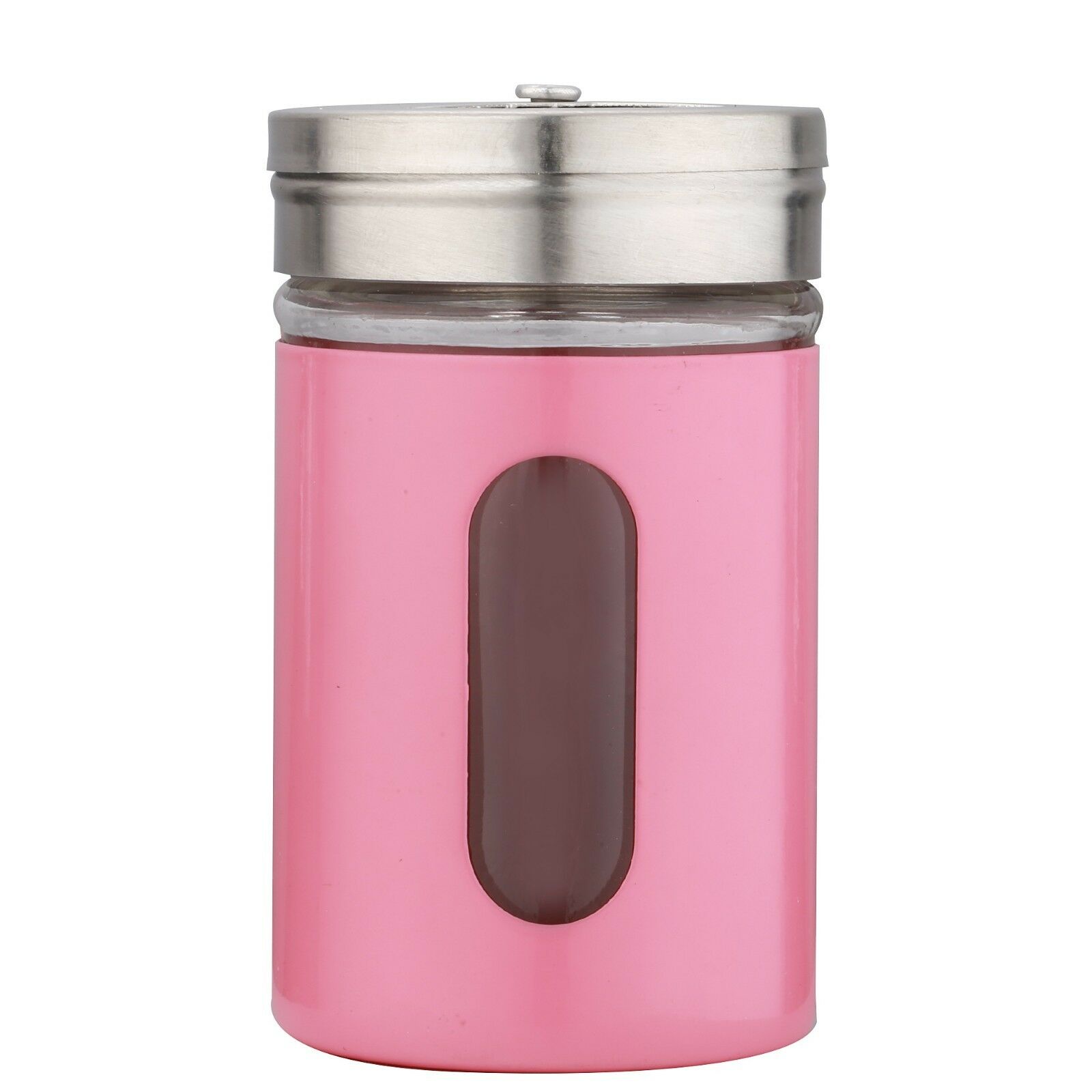 фото Банка для соли Migliores Стеклянная емкость «одета» в металлический чехол., розовый