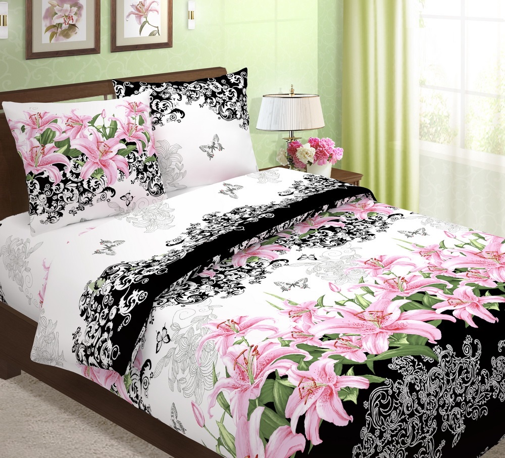 фото Комплект постельного белья ТК Традиция Лилии, розовый