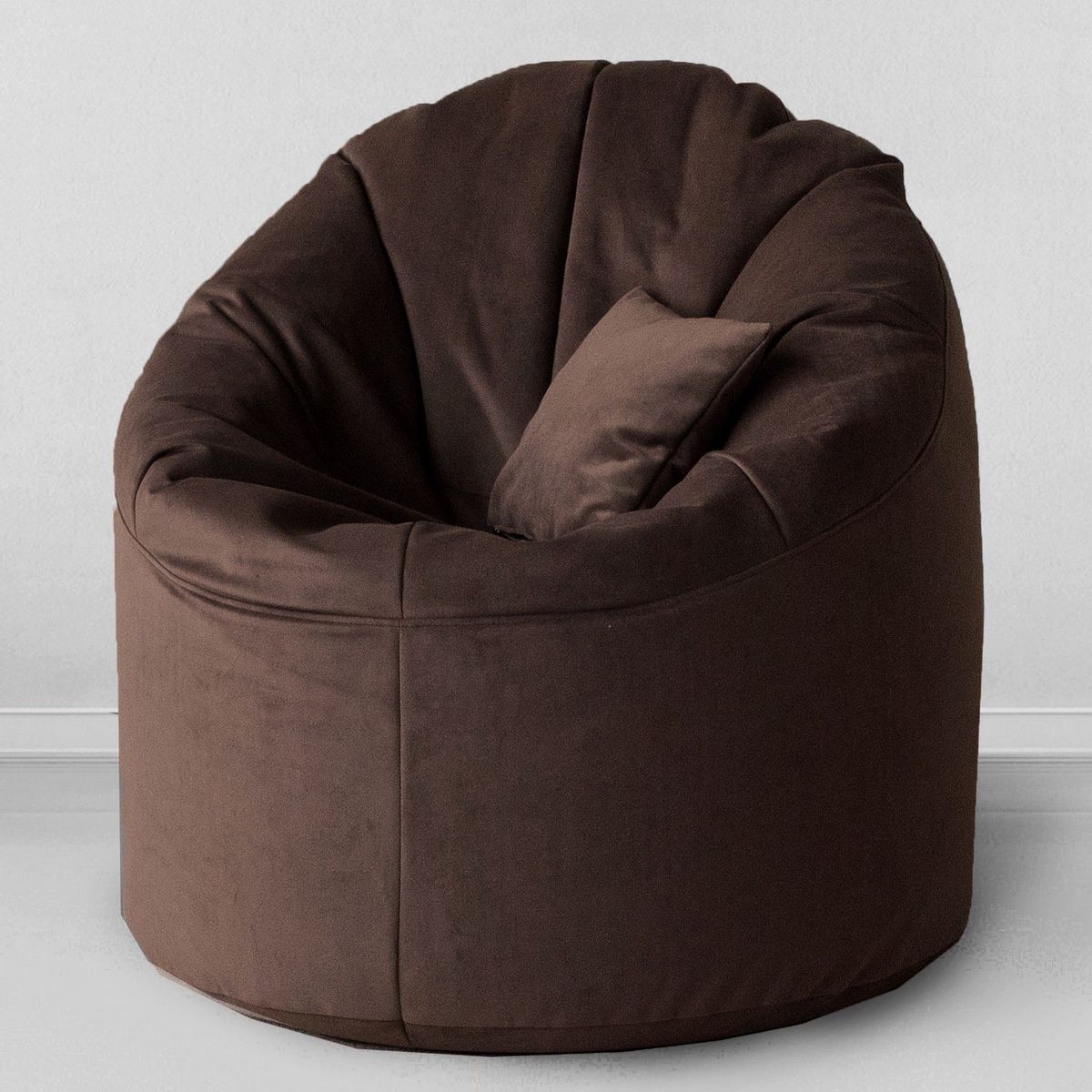 фото Пуф "лаунж" + подушка в подарок, мебельная ткань, темный шоколад Mypuff